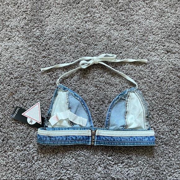 NEW Patchwork Denim Halter Top - Picture 5 of 9